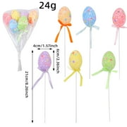 Isvgxsz 6Pcs Foam Easter Egg Picks Decorative Easter Egg with Pastel Love Sequins for Spring Easter Basket Bouquets Floral Arrangement Centerpiece Wreath